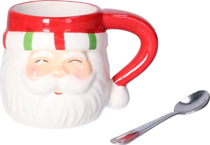 Svenska Living Kerst kop/beker - Kerstman - 7,5 x 7 cm - keramiek - 180 ml