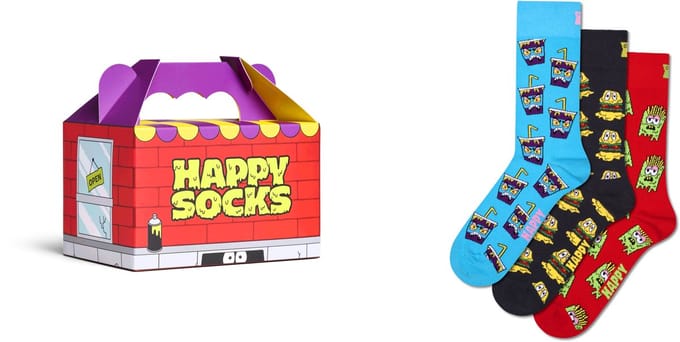 Happy Socks unisex giftbox 3P sokken hangry meal multi
