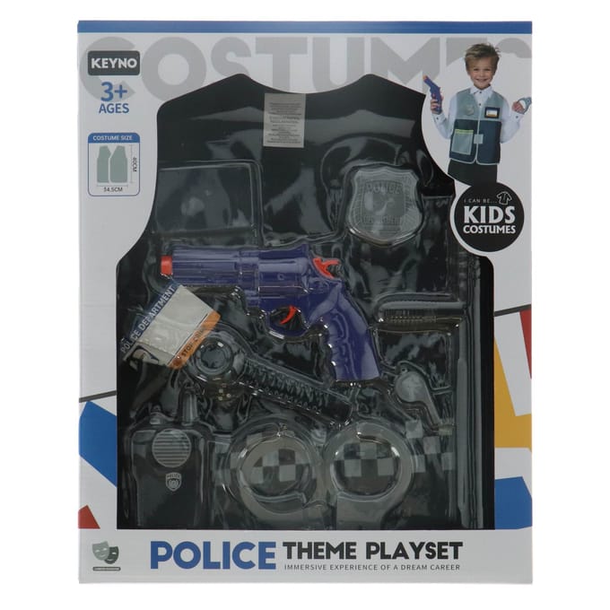 KiddyGo politie verkleedset met accessoires voor rollenspel.