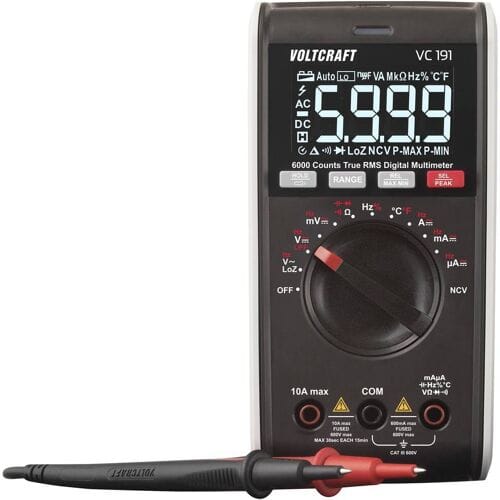 VOLTCRAFT VC191 Multimeter Digitaal LoZ CAT III 600 V Weergave (counts): 6000