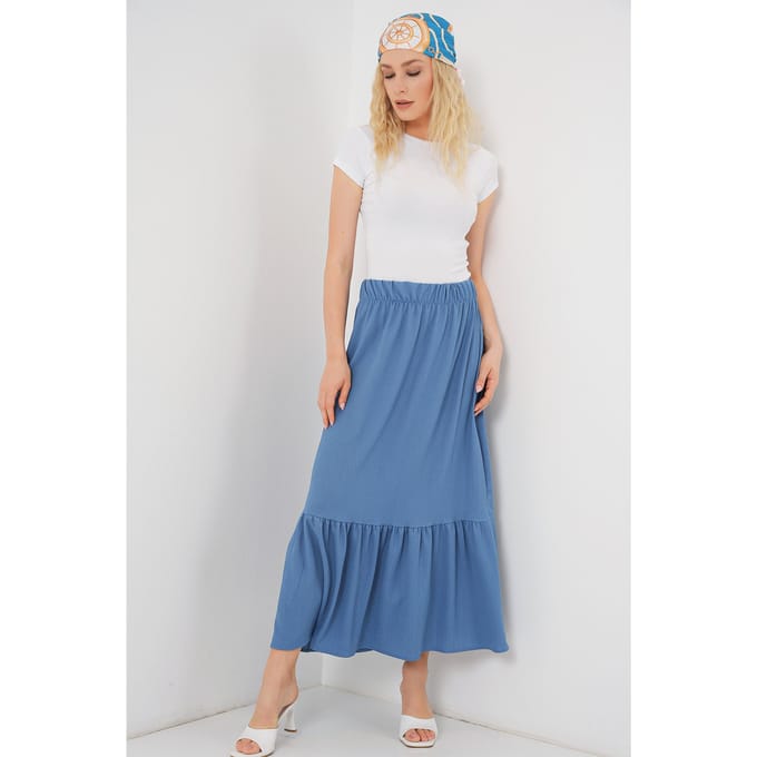Gestructureerde Maxi Breirok met Elastische Taille