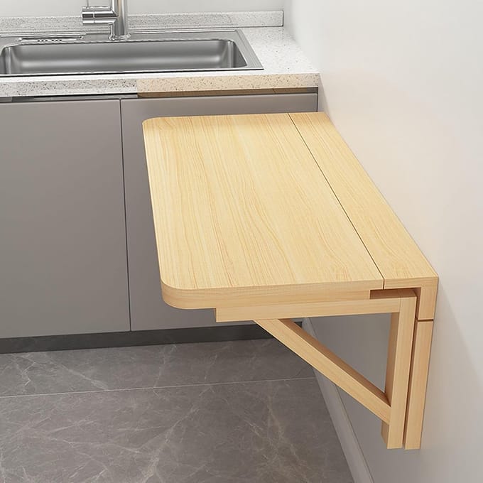 Klaptafel aan muur - Inklapbaar bureau - Thuiswerken eettafel - Massief hout ontwerp - 80x50cm