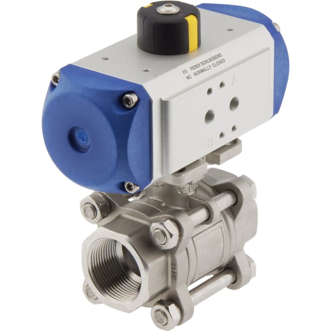 G1'' 2-Weg RVS Pneumatische Kogelkraan Veeropenend - BL2SA3 - BL2SA3-100-PO-006