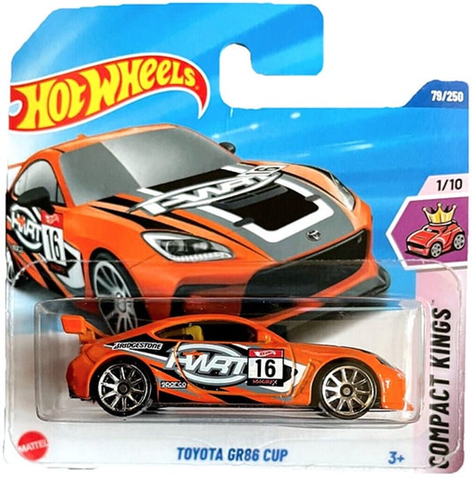 HOT WHEELS TOYOTA GR86 CUP ORANGE 79/250 HW COMPACT KINGS 1/10 SHORT CARD