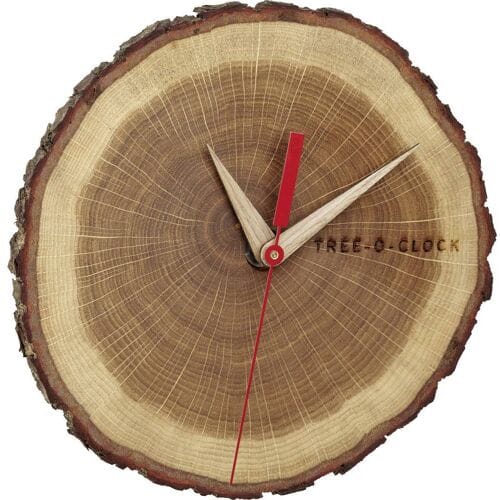 TFA boomschijf/boomstam wandklok - geolied eikenhout - D18 cm - naturel - muur klok - rond