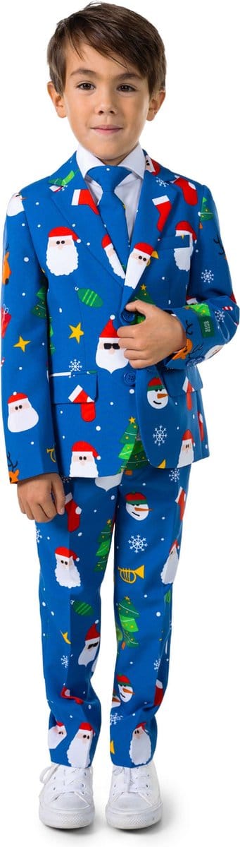 OppoSuits Festivity Blue - Kids - Kerstpak - Kerst Outfit - Kerst - Blauw - Maat 92/98
