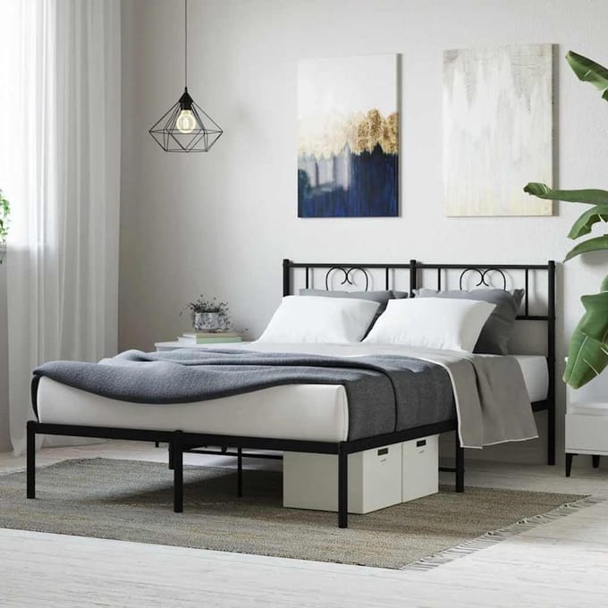 Bedframe Metaal - Bedbodem Frame - Slaapkamer Organisatie - Robuuste Constructie - 160 x 200 cm - Zwart