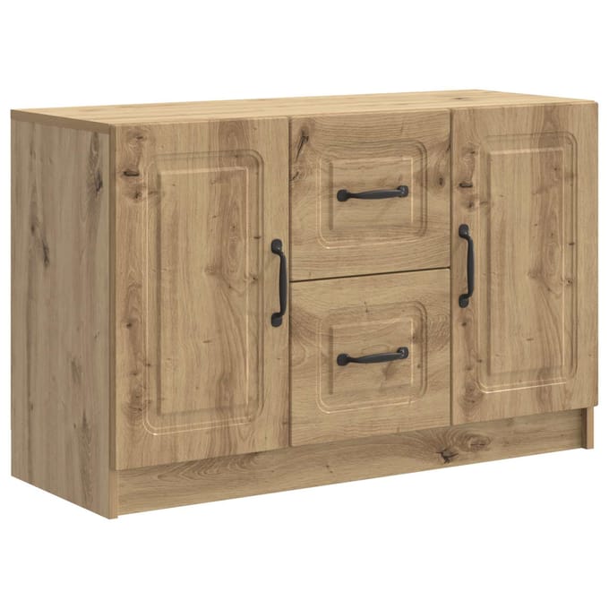vidaXL - Dressoir - Artisanaal - eiken - 89 - x - 34,5 - x - 57 - cm - Bewerkt - hout