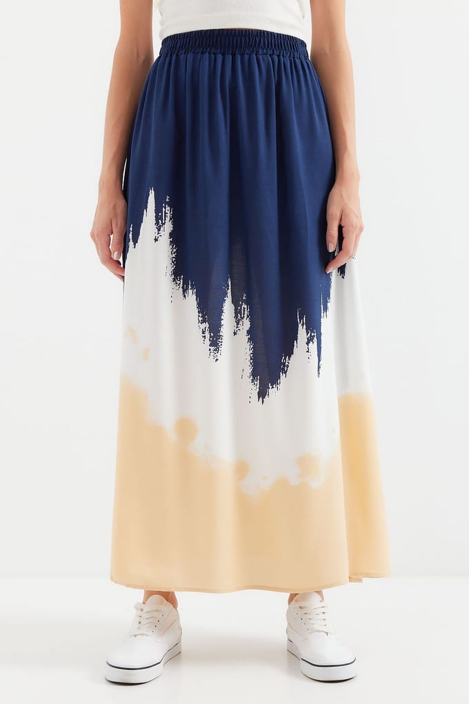 Gradient Maxi Rok met Elastische Taille