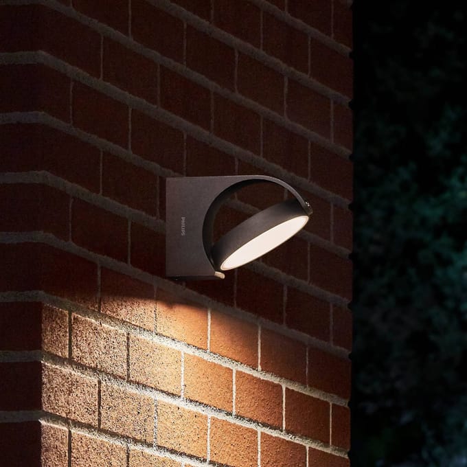 Philips LED Mimosa muurlamp voor buiten - antraciet - warmwit licht - 7 W