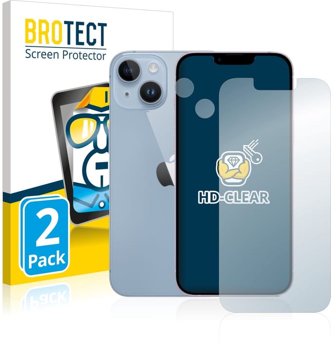 BROTECT - Screenprotector voor Apple iPhone 14 (Voor+Camera) - Folie Beschermfolie transparant 2 Stuks