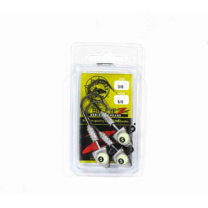 Tackle Tactics TT Big EyeZ Tête plombée 3/8 oz 5/0 Argent Noir Glow EyeZ (5116)