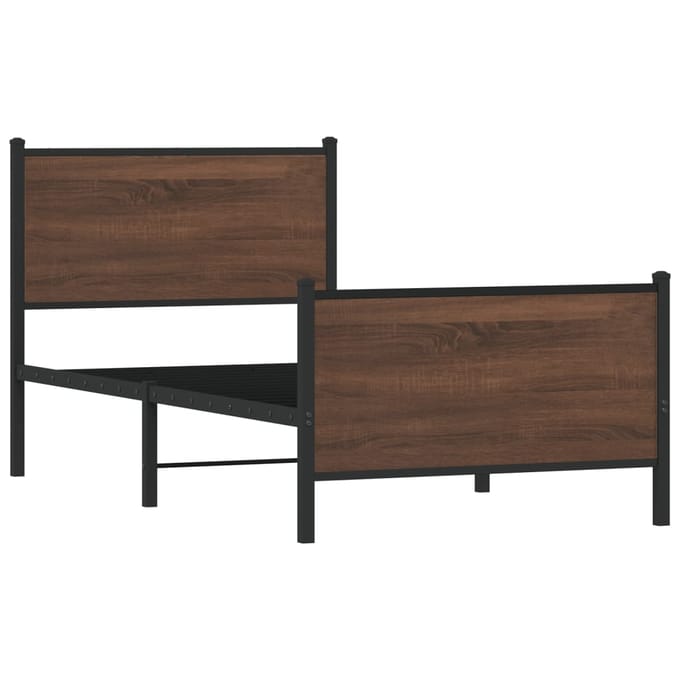 vidaXL - Bedframe - zonder - matras - metaal - bruin - eikenkleurig - 107x203 - cm