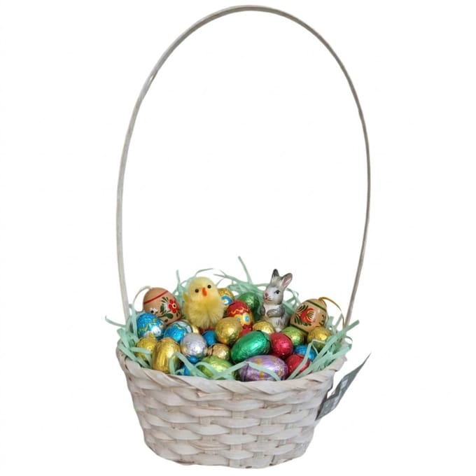 Everlands paasmandje - geel - D20 x H38 cm - bamboe - thema pasen
