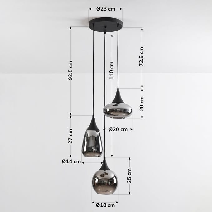 LumenXL Moderne hanglamp - smoke glas, 3-lichts - Loua