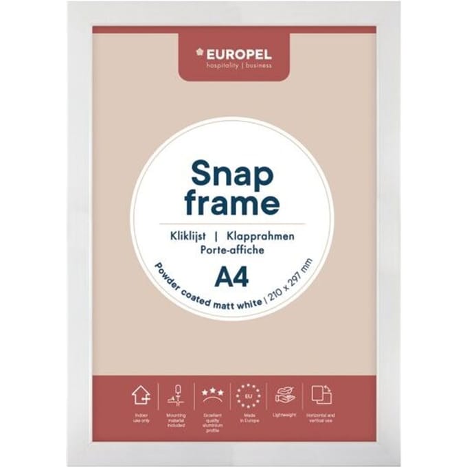 Kliklijst Europel - Posterlijst - A4 - 21 x 29,7 cm - 25mm frame - Mat wit