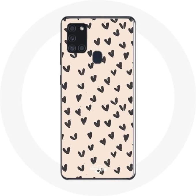 Samsung Galaxy A21S hoesje Zwarte harten abstracte textuurachtergrond