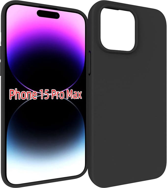 MobyDefend Hoesje - Geschikt voor iPhone 15 Pro Max - TPU Backcover - Mat Zwart