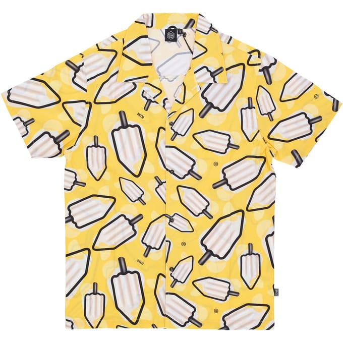 Heren shirt met korte mouwen Mambo Lemon Pattern Bowlingshirt geel