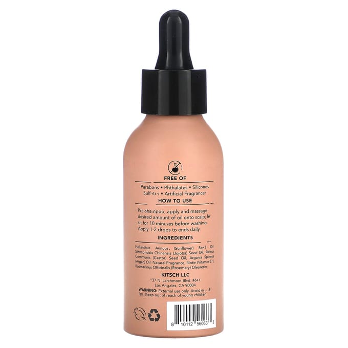 Kitsch, Huile de prélavage pour cuir chevelu, romarin et biotine, 2 oz (60 ml) beige