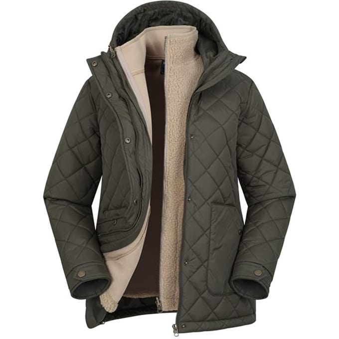 Mountain Warehouse Dames/Dames Nebraskan Borg 3 in 1 gewatteerd jack (Kaki Groen)