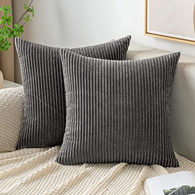 Ribfluwelen Kussensloop 45 x 45 cm - Decoratieve Sofakussen en Sierkussen in Grijs