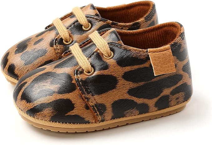 Steppies - Babyschoentjes PU Leer met Veters - Tijgerprint - Maat 18-19