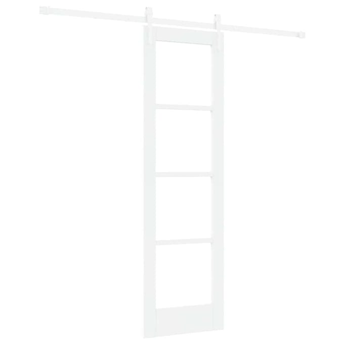 vidaXL - Schuifdeur - 61 - x - 198,5 - cm - Massief - grenenhout - en - glas - Wit