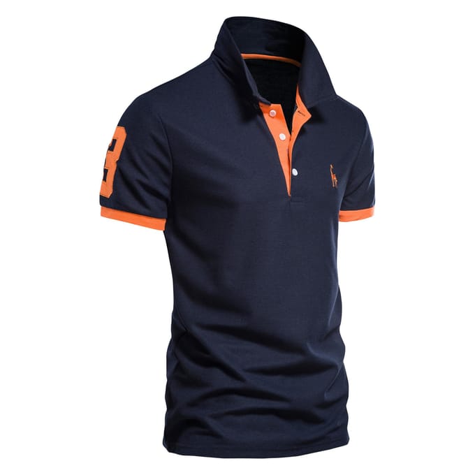 Heren Poloshirt met Borduurwerk van Herten Korte Mouw Judy Mesh Revers T-shirt Plenty S blue