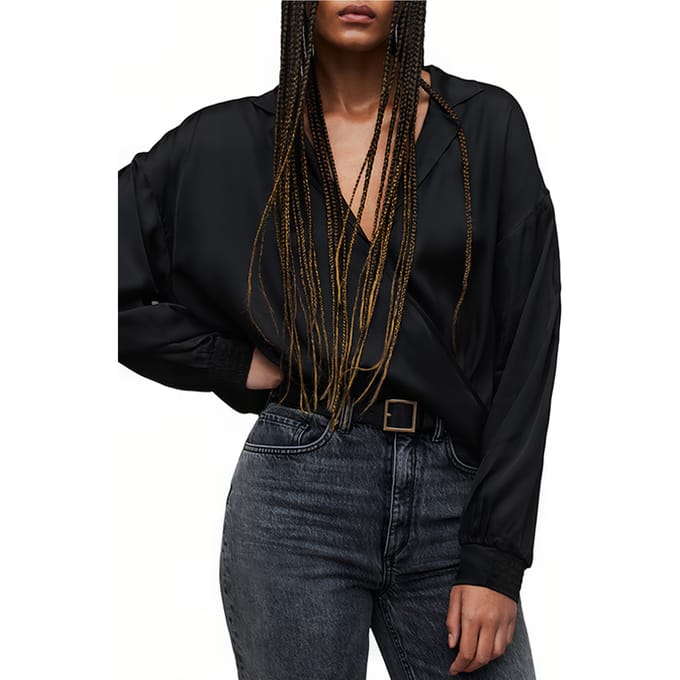 AllSaints Penny Shirt Black Größe: 42 | Blusen Outlet | Damen | Schwarz