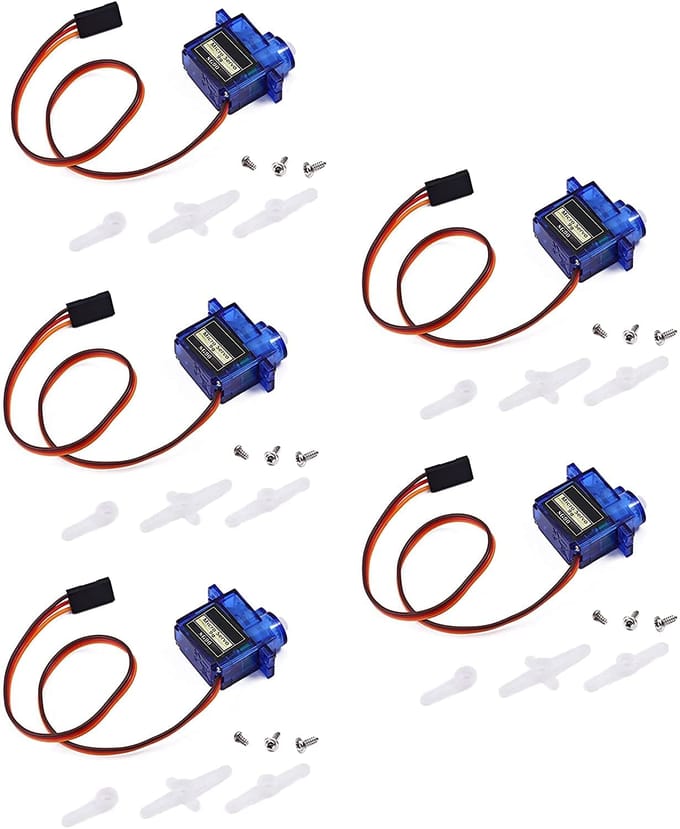 Micro Servomoteur 9G – Pack de 5 – Plastique Bleu – Compatible avec Arduino, Hélicoptère RC, Avion, Bateau, Robot bleu