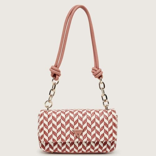 GUESS schoudertas Tessi Flap Shoulder Bag Coral Pink Multi koraalrood