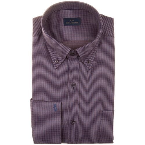 Paul & Shark Overhemd Cotton Satin Fine Dot Bruin / male