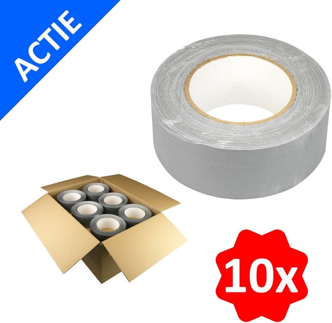 Extra stevige duct tape | 50mm x 50meter - Grijs - 10 rollen | Bulkdeal