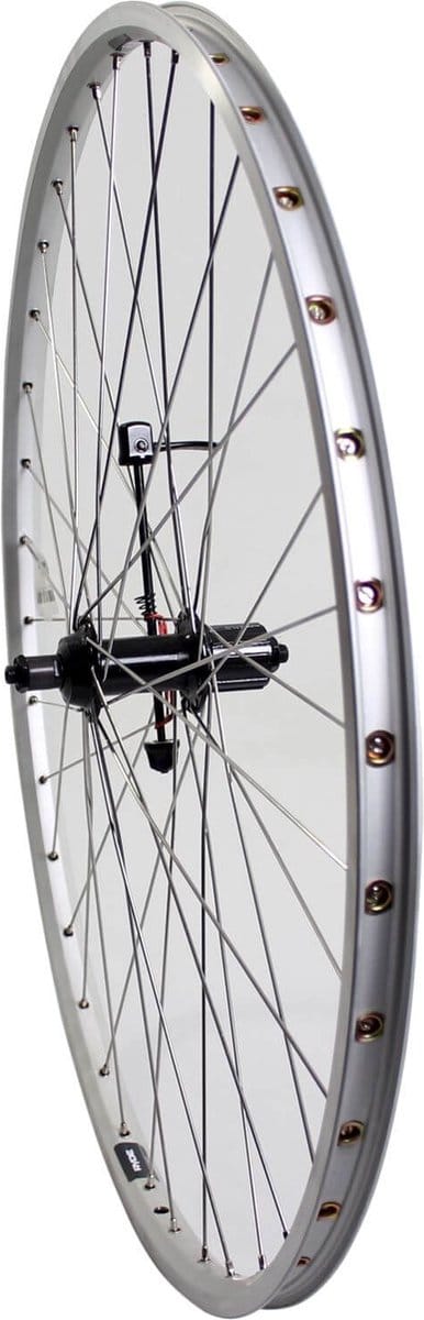 Roland achterwiel 28 uitval cass 7v ZAC19 zilver RVS spk