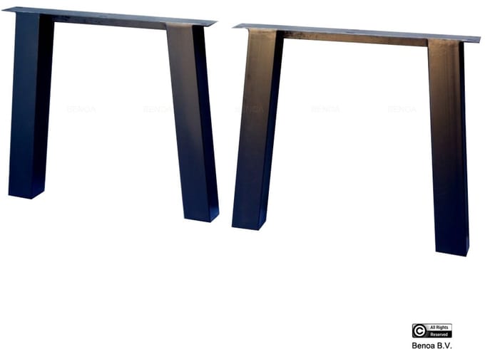 N tafelpoot eettafel metaal 8x8 cm Set - Zwart