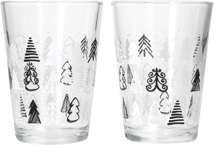 Set van 2 TREE GREY kerstboompotten met zwart-witte kerstbomen - 817348