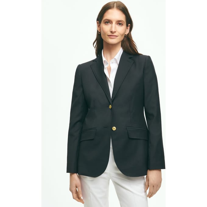 Brooks Brothers Wool Blazer With Gold Shank Buttons Navy Größe: 2 | Blazer Outlet | Damen | Gelb