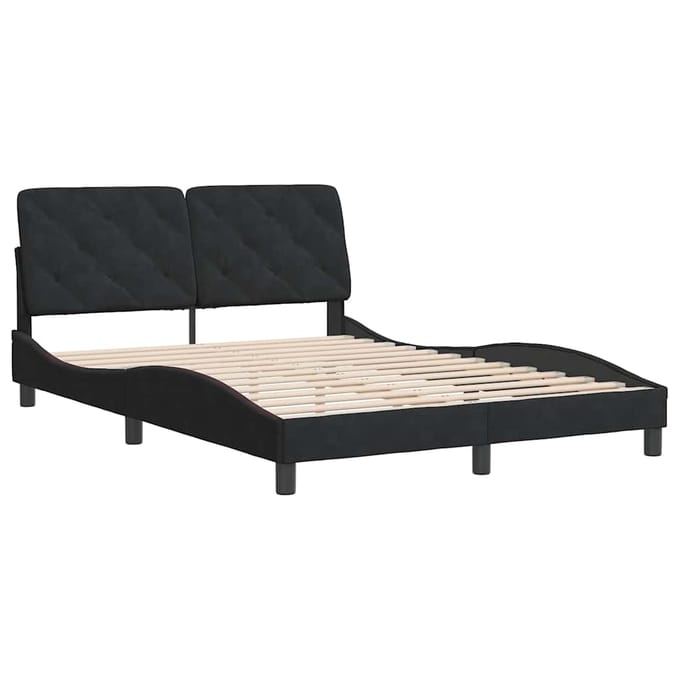 vidaXL - Bedframe - zonder - matras - 140x190 - cm - fluweel - zwart