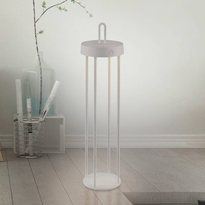 JUST LIGHT. GmbH JUST LIGHT. LED tafellamp Anselm grijs-beige 50cm strijkijzer