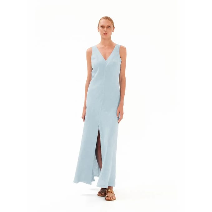 V-hals Jurk met Splitzoom Dames Haris Cotton Essentials