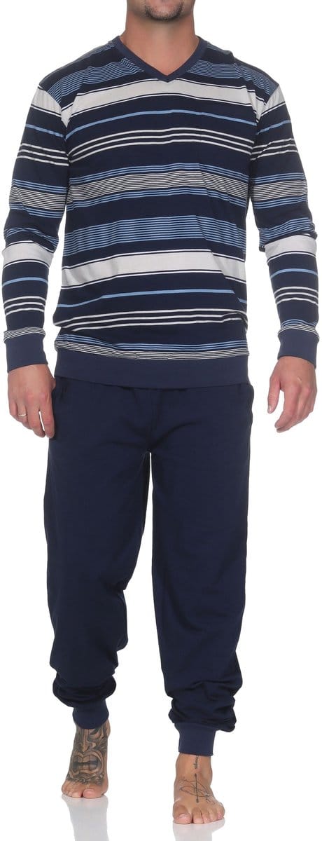 Normann heren pyjama lang met manchetten - pyjama met strepenlook - ook in grote maten