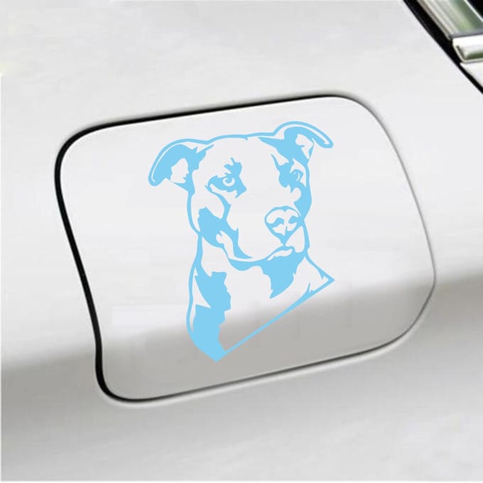 Bumpersticker - Pitbull  - 13 X 11 - Licht Blauw