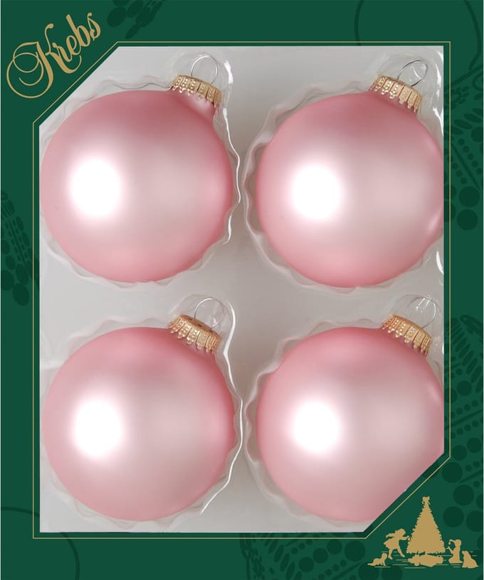 Krebs Kerstballen - 4x st - chic roze - 7 cm - glas - mat - kerstversiering - glazen kerstballen