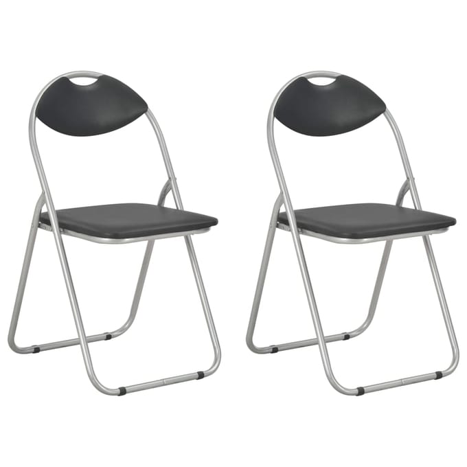 vidaXL - Opklapbare - stoelen, - 2 - stuks, - zwart - kunstleer