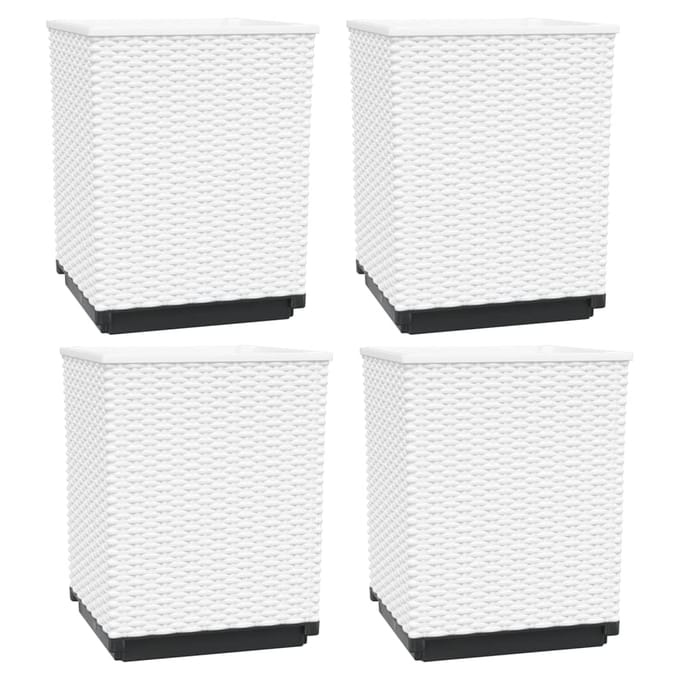 vidaXL - Plantenbakken - 4 - st - 30x30x37 - cm - polypropeen - wit