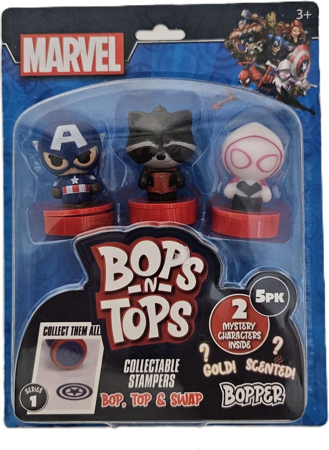 Marvel Verzamelbare Stempels - 5 stuks - actie helden - Bops n Tops