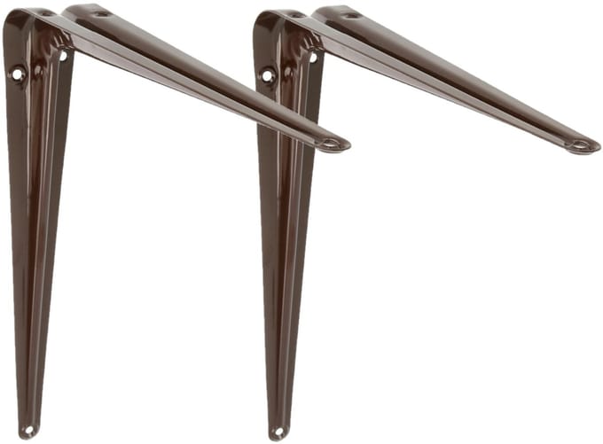 2x amig plankdrager- planksteun - van metaal - gelakt bruin - h300 x b250 mm