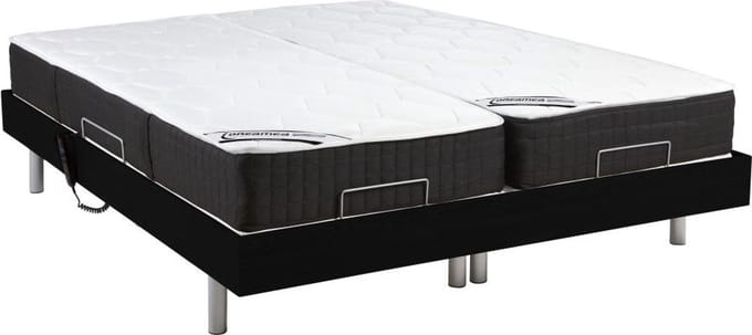 Vente-unique Bed met elektrische lattenbodem hout zwart 2 x 80 x 200 cm