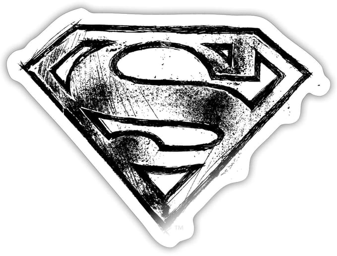 Superman S Schild Tekening Sticker maat S (10 x 10 cm)